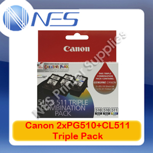 Canon Genuine 2xPG510+1xCL511 *Triple Ink* Pack for MX420/MX350/MX320/MP492/MP495